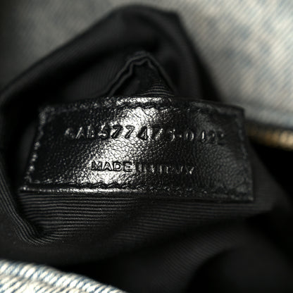 Saint Laurent Denim Quilted Medium Loulou Puffer Monogram Chain Satchel Azur 7 of 10