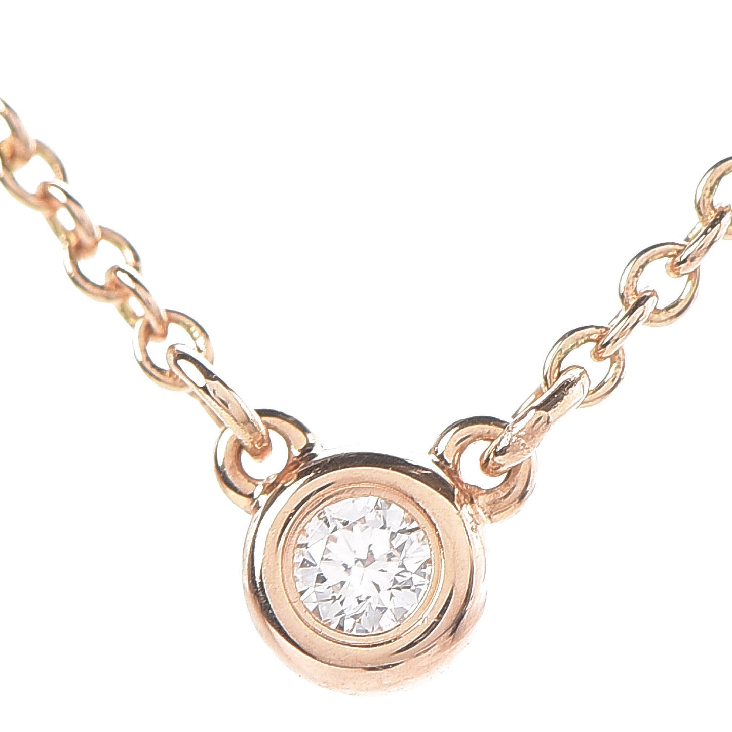 18K Rose Gold Diamond .03ct Elsa Peretti Diamonds by the Yard Pendant Necklace