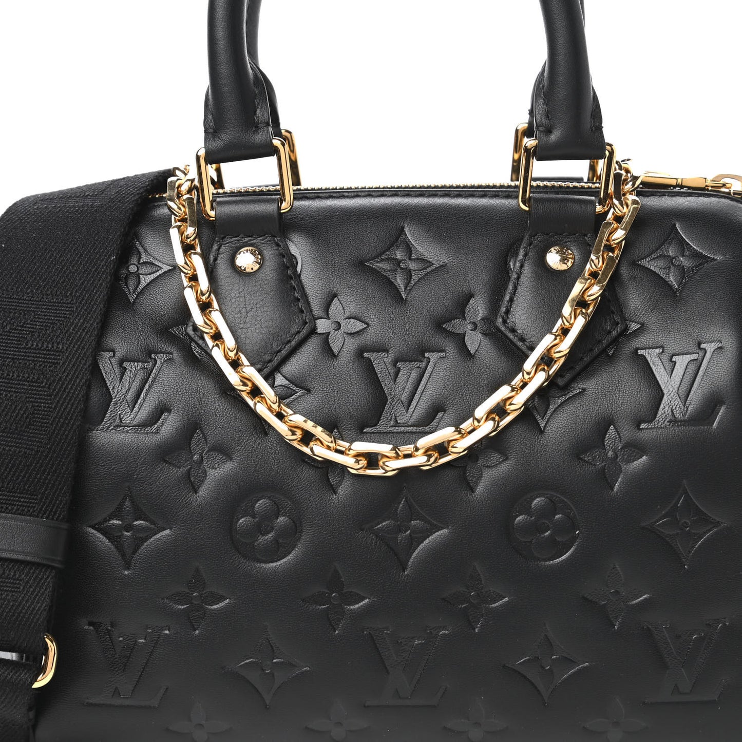 Lambskin Embossed Monogram Speedy 22 Bandouliere Black