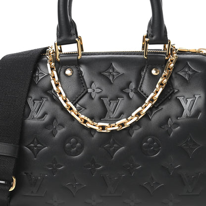 Louis Vuitton Lambskin Embossed Monogram Speedy 22 Bandouliere Black 9 of 9