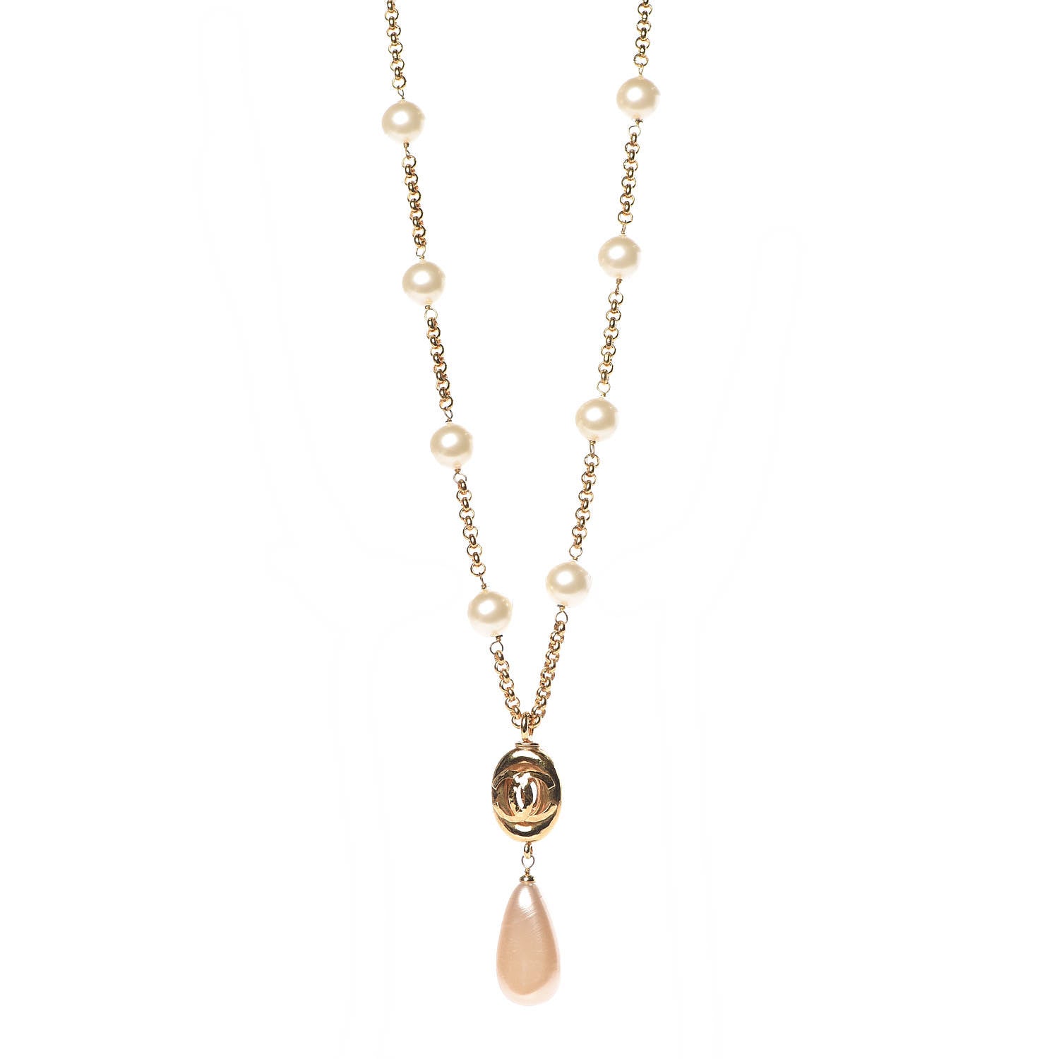 Chanel Pearl CC Long Necklace Gold 1 of 6