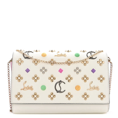 Christian Louboutin Calfskin Spikes Loubinthesky Paloma Clutch White 1 of 10