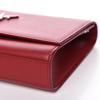 Saint Laurent Grain De Poudre Medium Monogram Kate Satchel Red 8 of 14