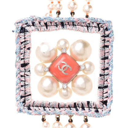 Chanel Pearl Crystal Gripoix CC Multi Strand Necklace Orange Multicolor 4 of 6