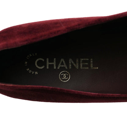 Chanel Velvet Moccasin Loafers 38 Burgundy 6 of 10