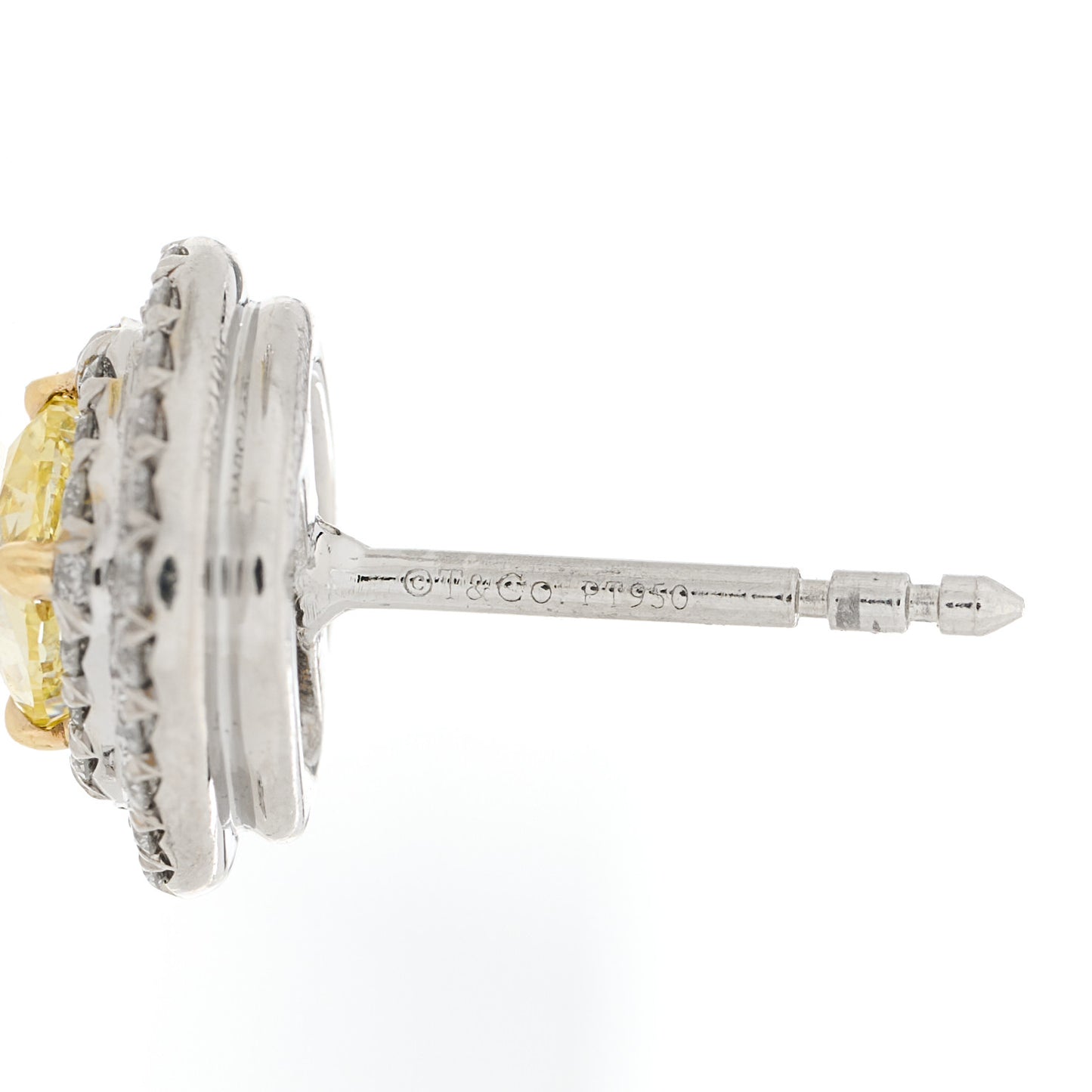 Platinum Yellow Diamond .74ctw Cushion Soleste Earrings