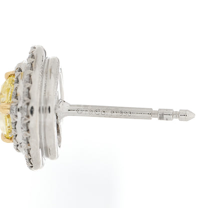 Tiffany Platinum Yellow Diamond .74ctw Cushion Soleste Earrings 4 of 4