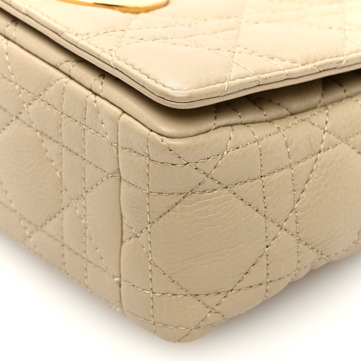 Calfskin Cannage Small Caro Bag Beige