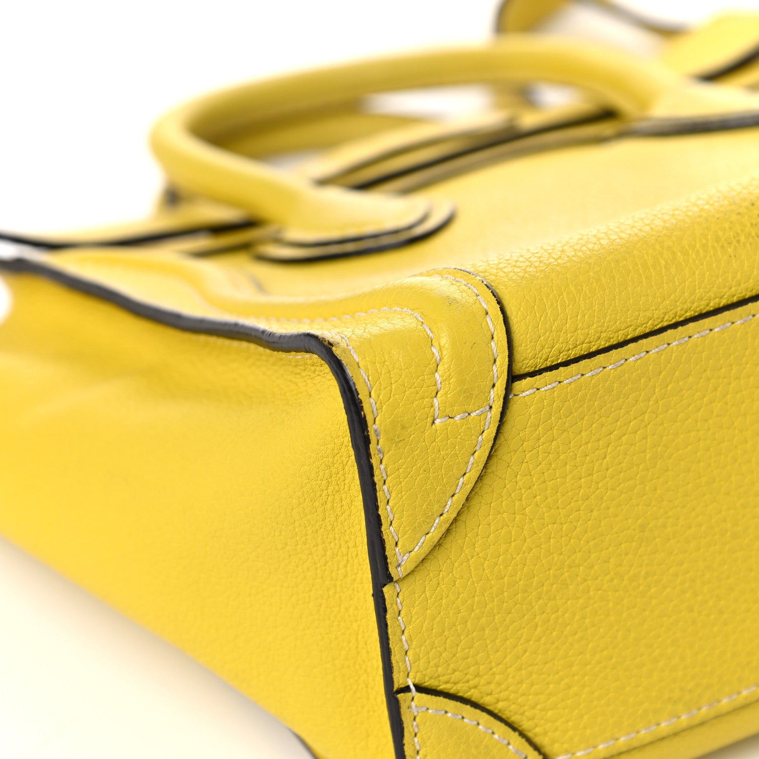 Celine Drummed Calfskin Nano Luggage Citron 10 of 18
