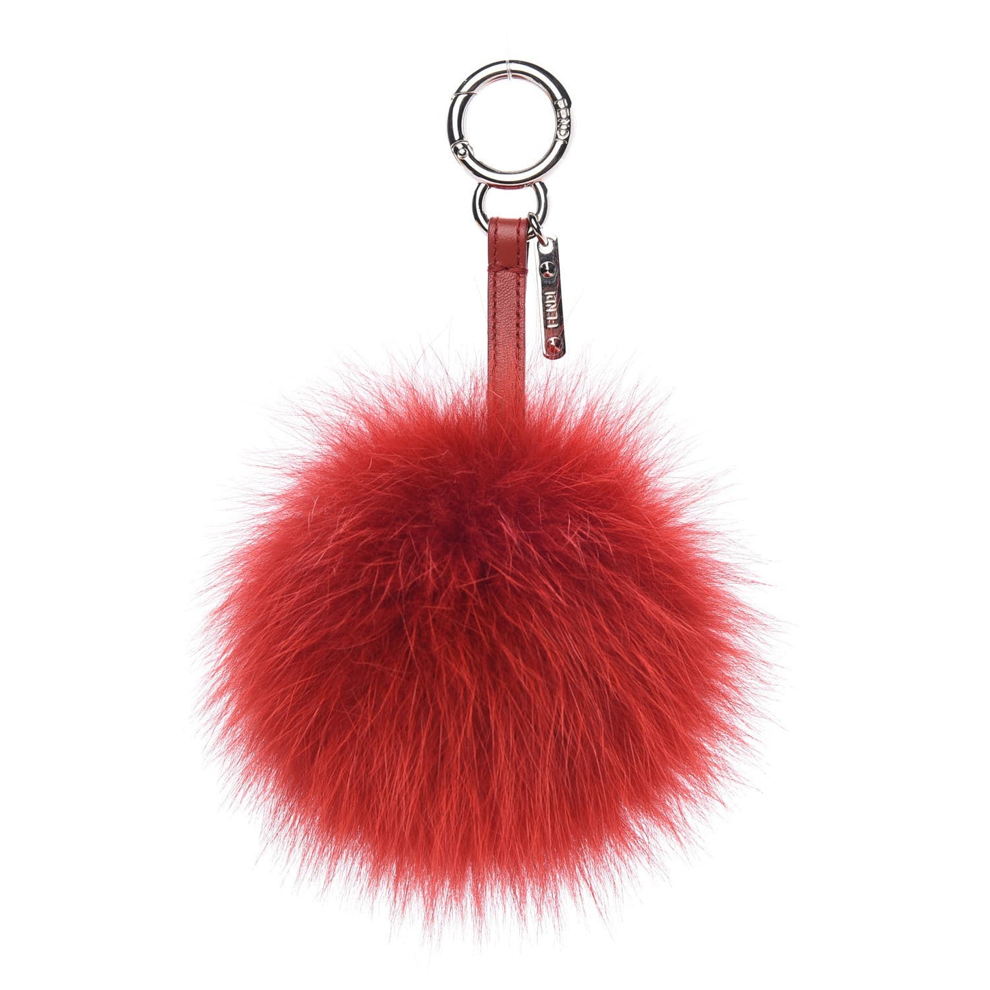 Fox Fur Pom Pom Bag Charm Red