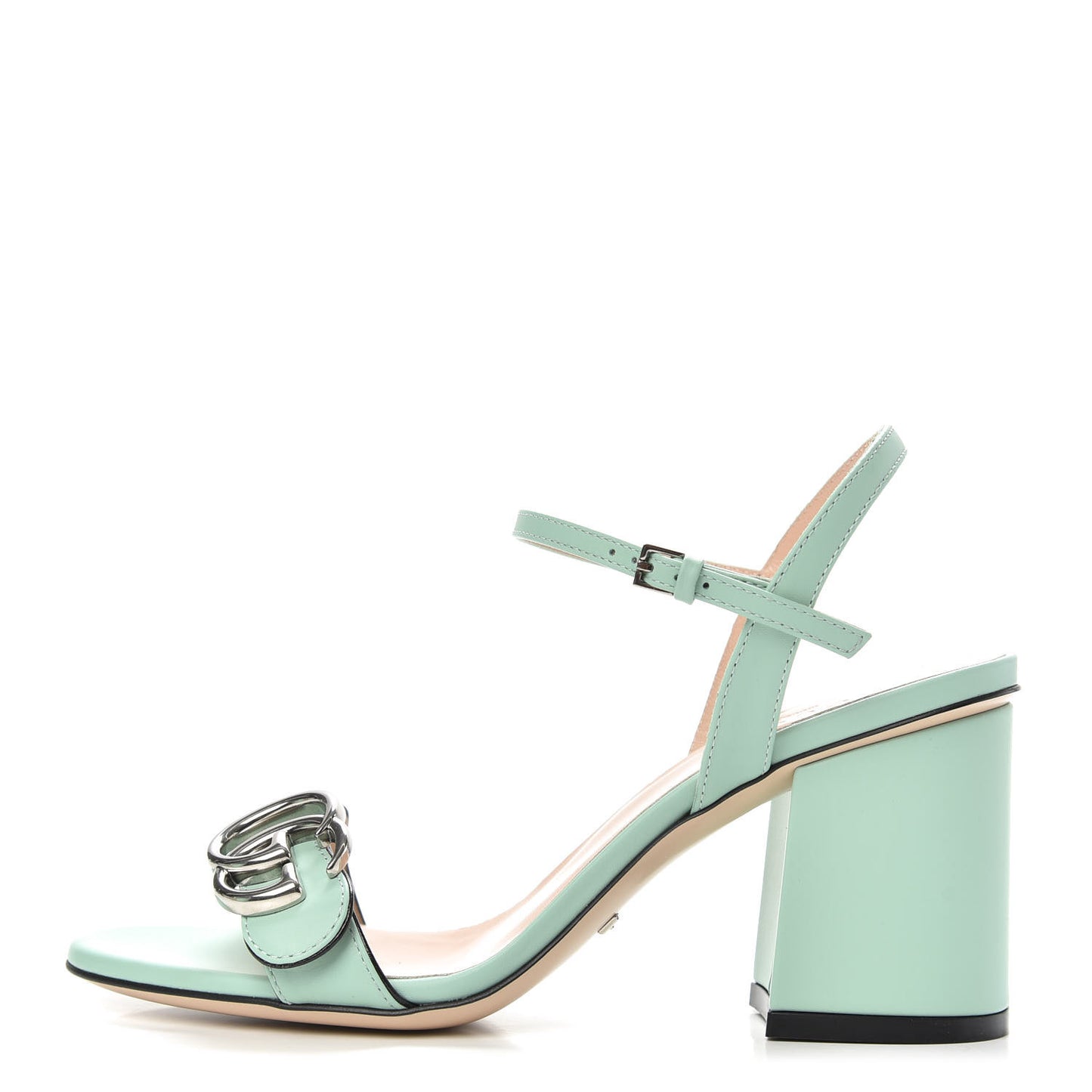 Lifford Calfskin GG Marmont Ankle Wrap 75mm Sandals 35 Water Green