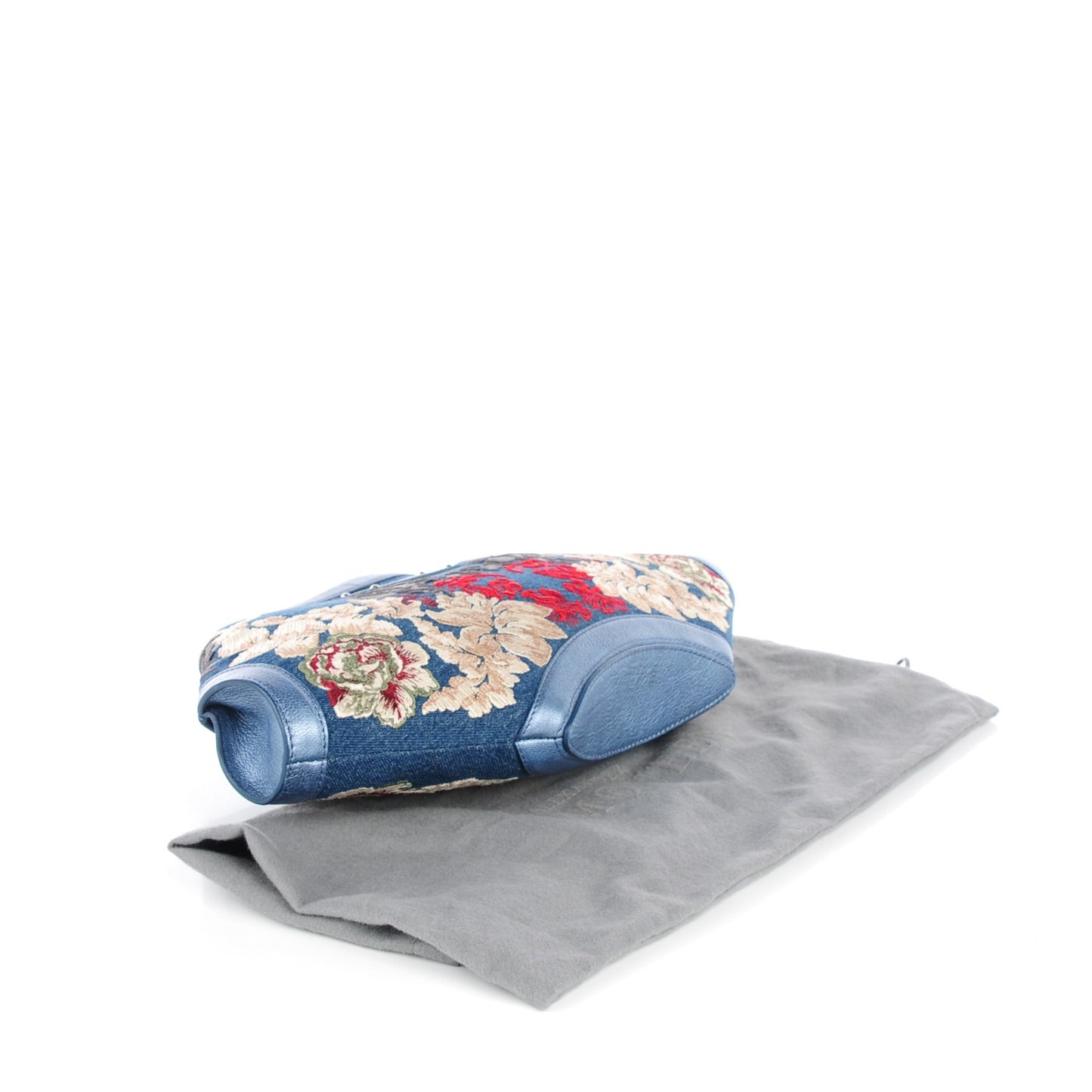 Denim Floral Embroidered De Manta Clutch