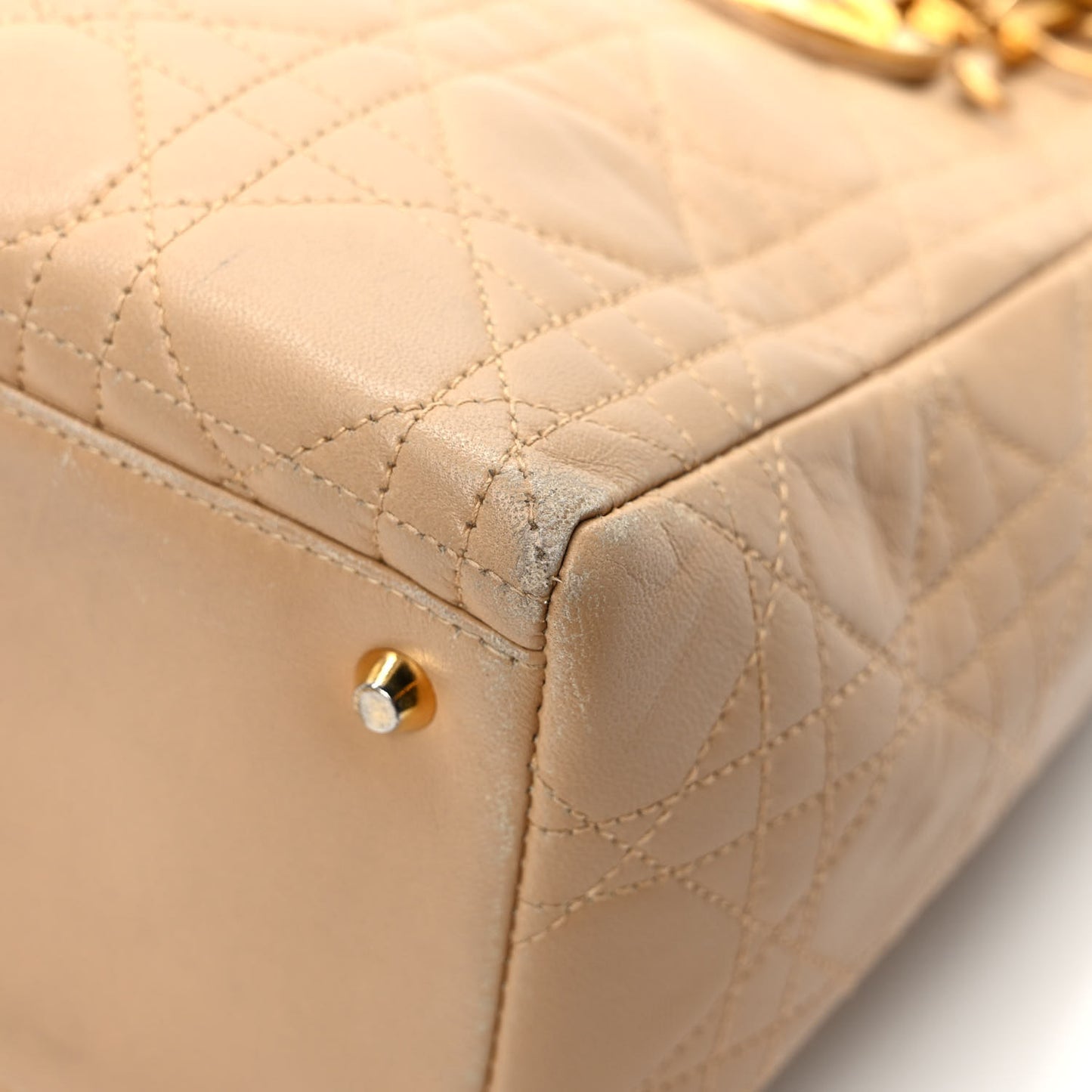 Lambskin Cannage Medium Lady Dior Beige
