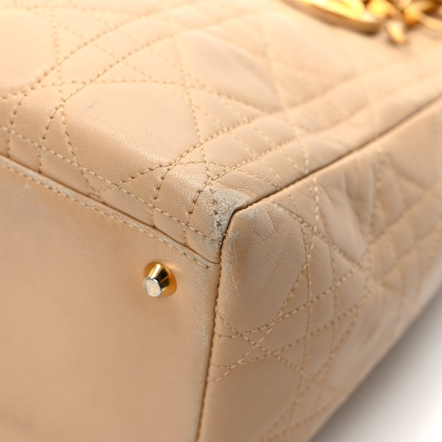 Christian Dior Lambskin Cannage Medium Lady Dior Beige 10 of 11