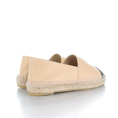 Chanel Lambskin CC Espadrilles 37 Beige Black 4 of 10