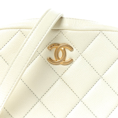 Chanel Shiny Caviar Quilted Chain Melody Camera Bag White 8 of 11