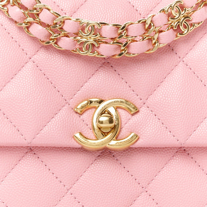 Chanel Caviar Quilted Mini Coco First Flap Pink 8 of 10