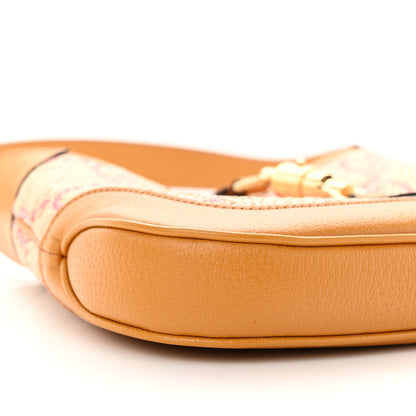 Gucci Raffia Textured Dollar Calfskin GG Monogram Small Jackie 1961 Hobo Natural Bright Hibiscus Sun Oil 9 of 12