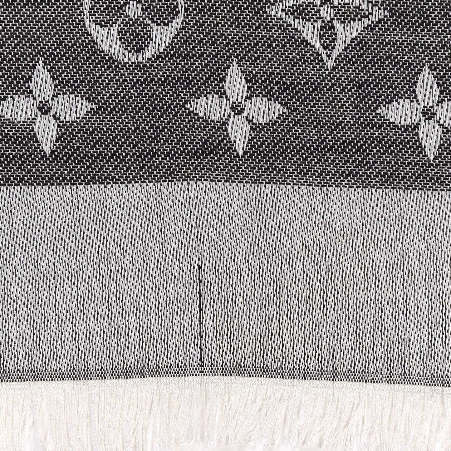 Wool Silk Monogram Denim Shawl Black