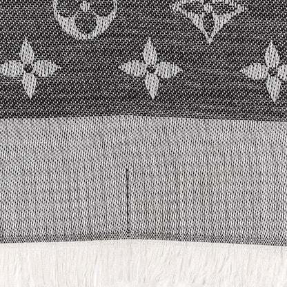 Louis Vuitton Wool Silk Monogram Denim Shawl Black 5 of 8