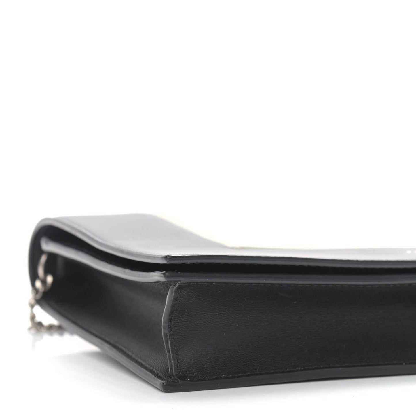 Smooth Lambskin Frame Evening Chain Clutch Black White