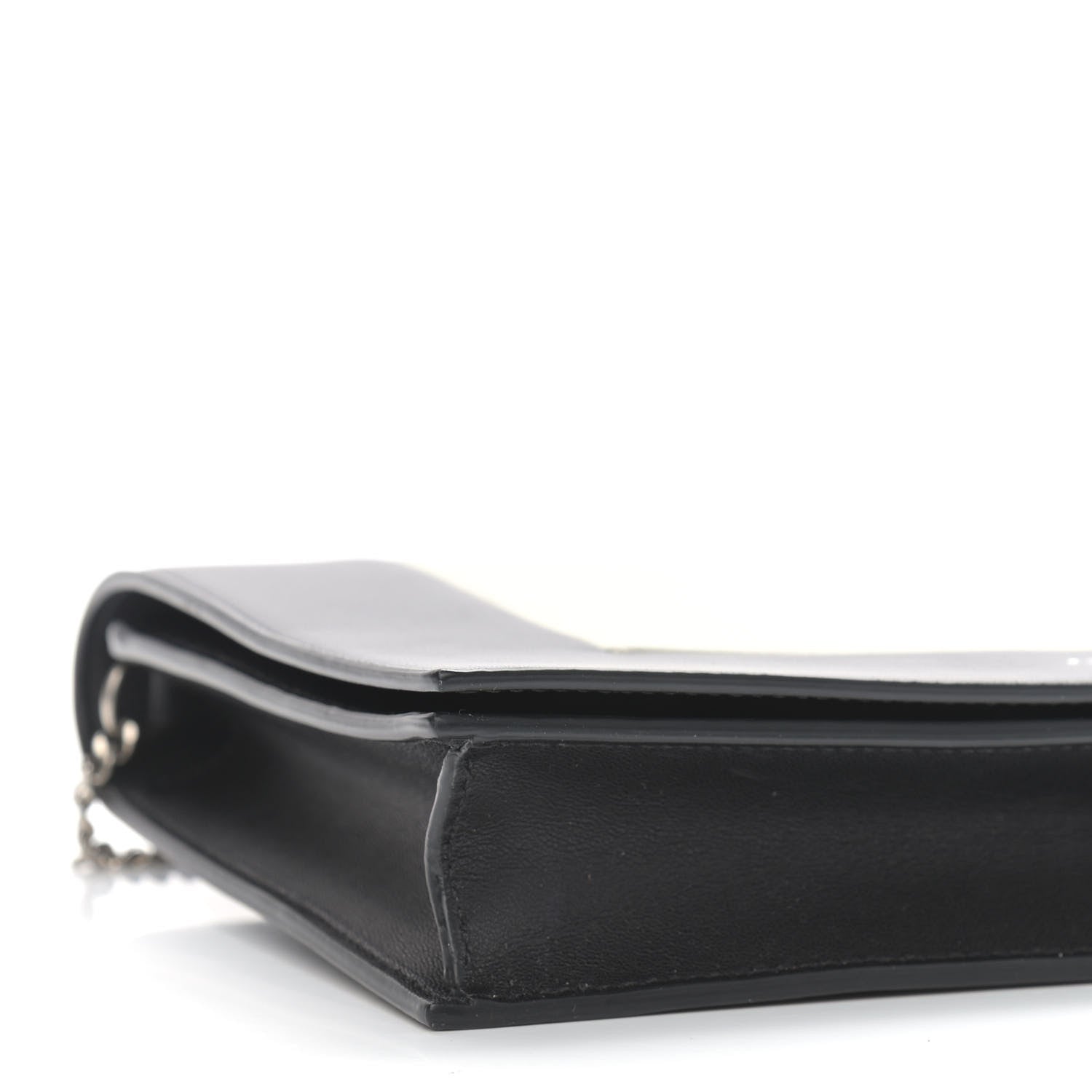 Celine Smooth Lambskin Frame Evening Chain Clutch Black White 9 of 10
