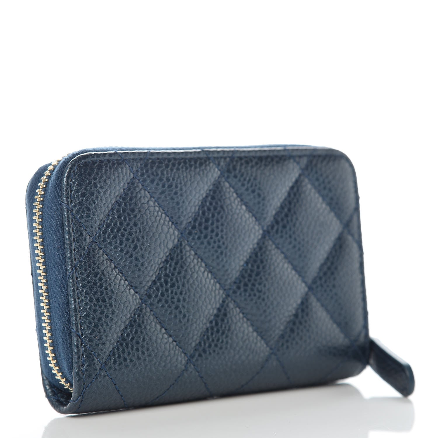 Chanel Iridescent Caviar Quilted Zip Coin Purse Dark Blue 3 of 8