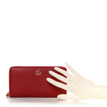 Gucci Dollar Calfskin GG Marmont Zip Around Wallet Hibiscus Red 2 of 10