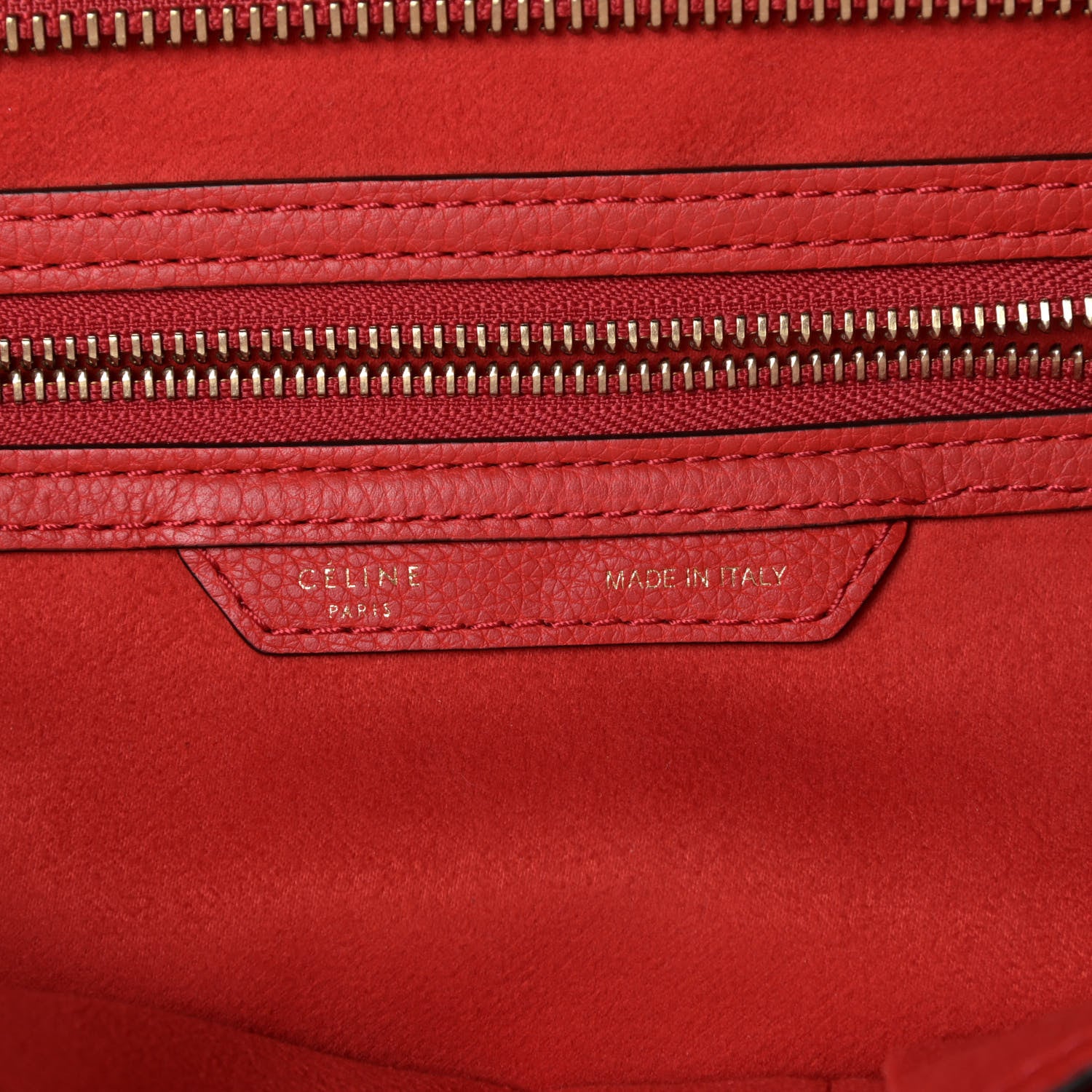 Celine Drummed Calfskin Mini Luggage Red 6 of 9