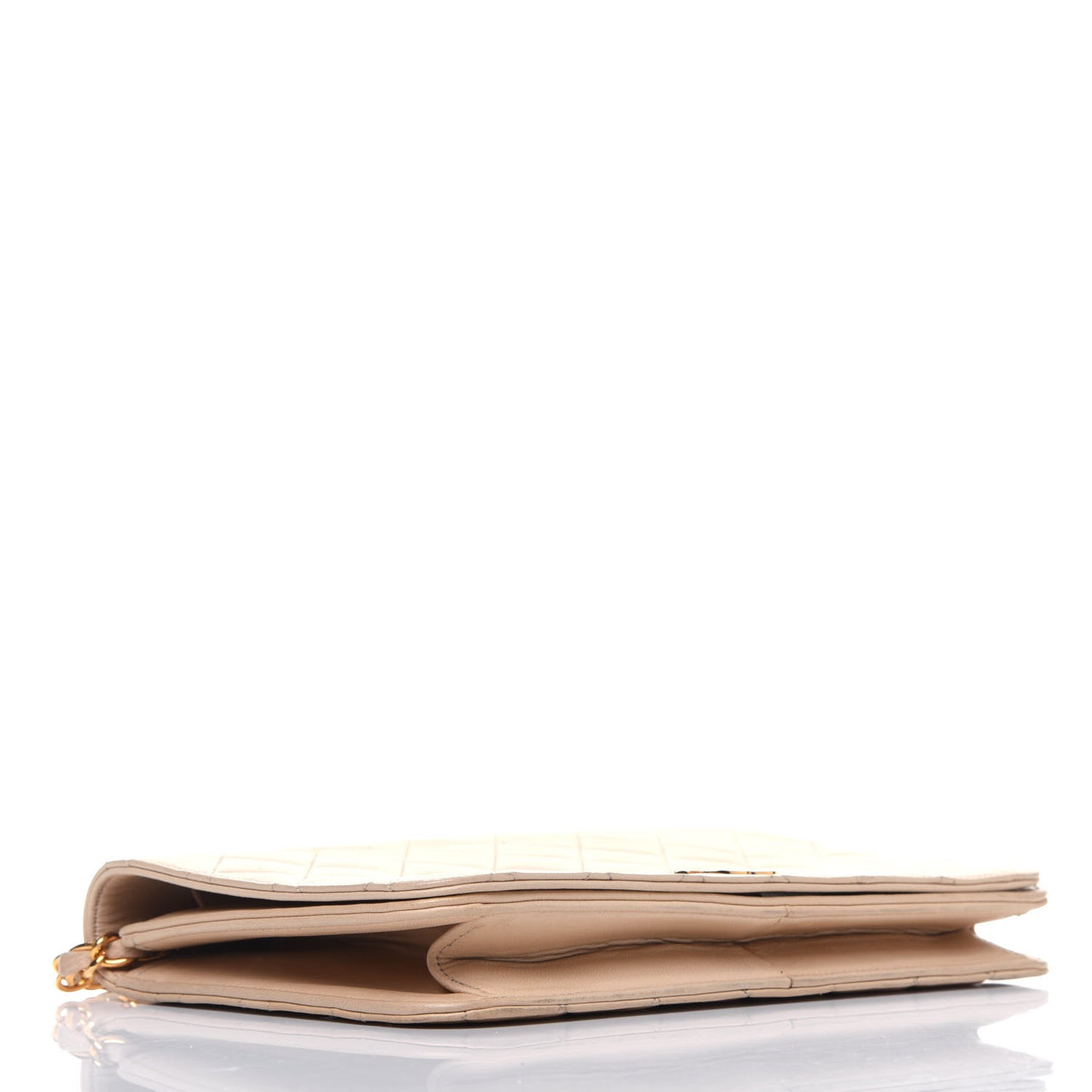 Lambskin Quilted Small Single Flap Beige