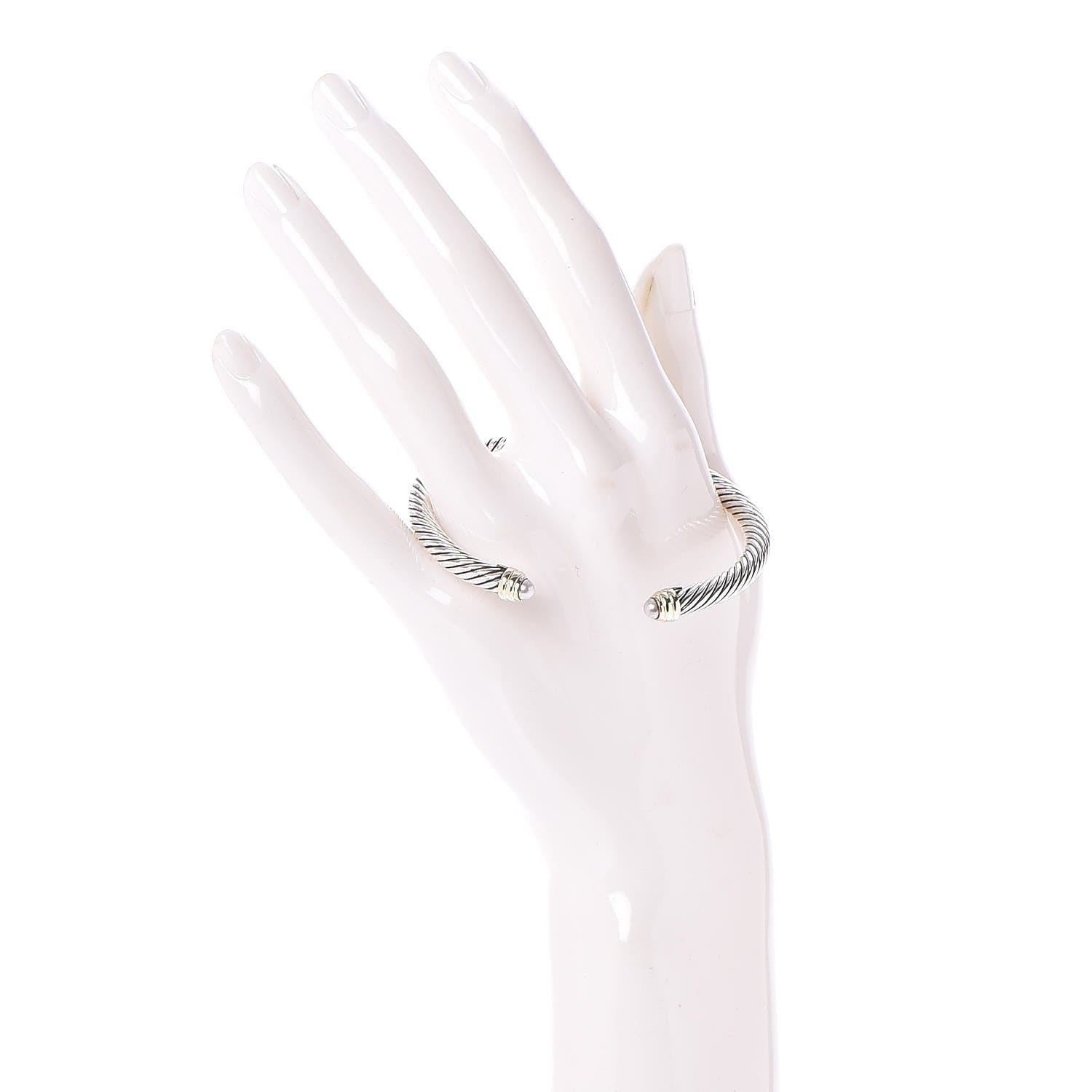 David Yurman Sterling Silver 14K Yellow Gold Pearl 5mm Cable Classics Petite Color Bracelet 2 of 5
