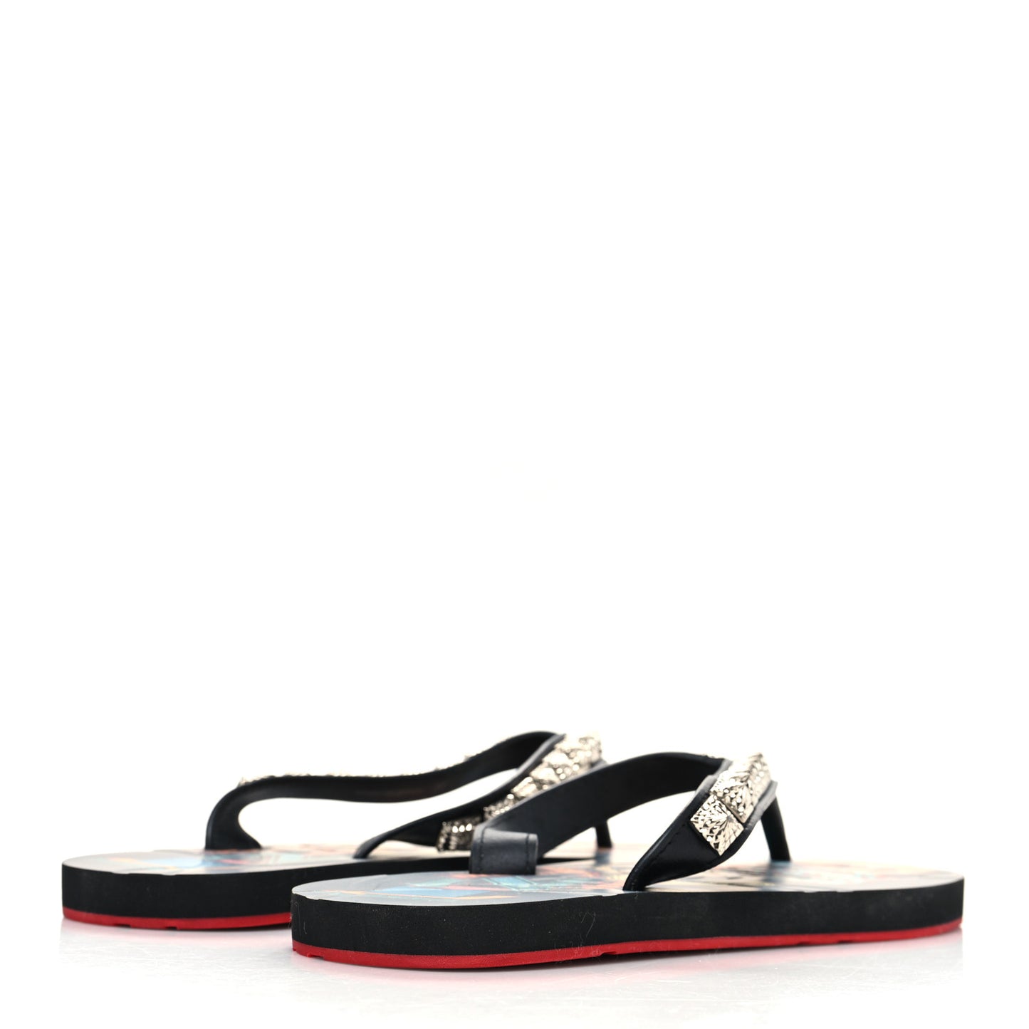 Rubber Pyraclou Loubi Print Montezazou Flip Flop 37 Black Silver 37 Multicolor