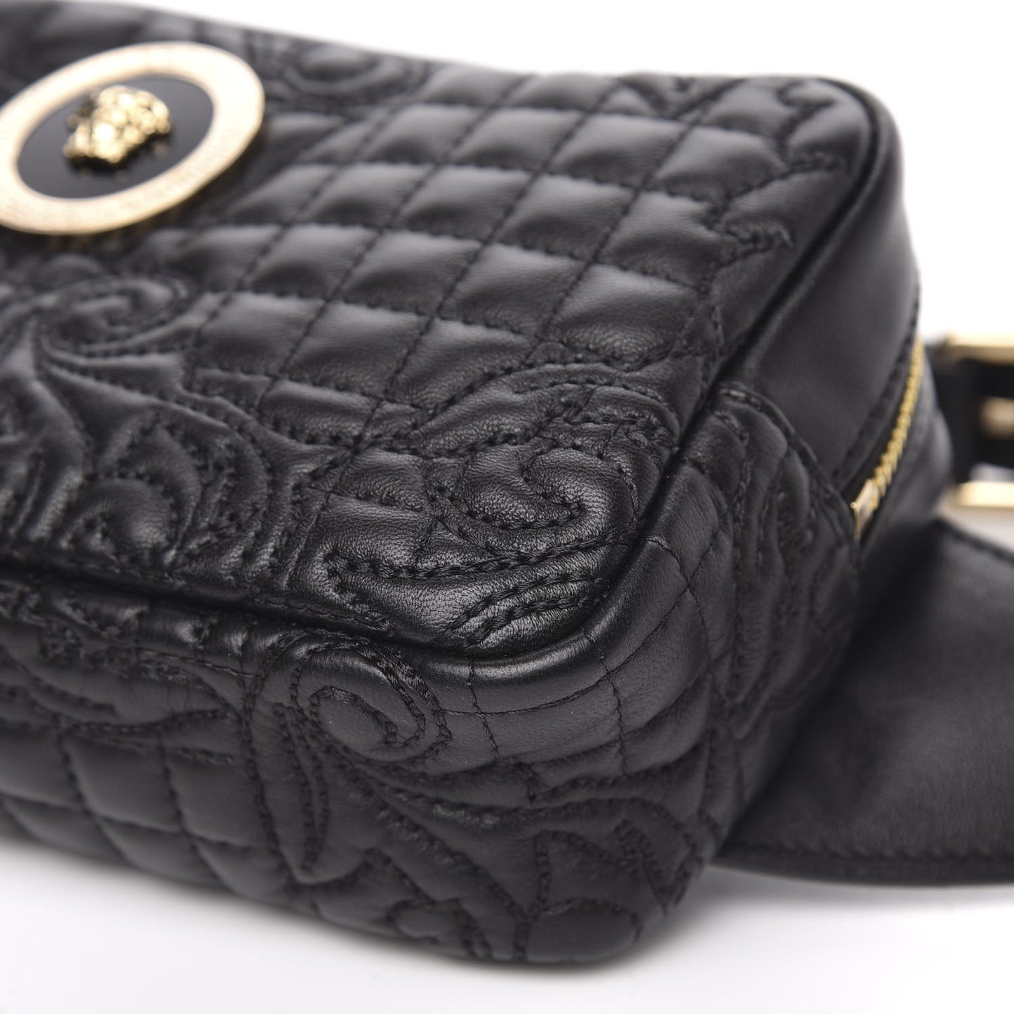Nappa Barocco Quilted Vanitas Medea Belt Bag Black