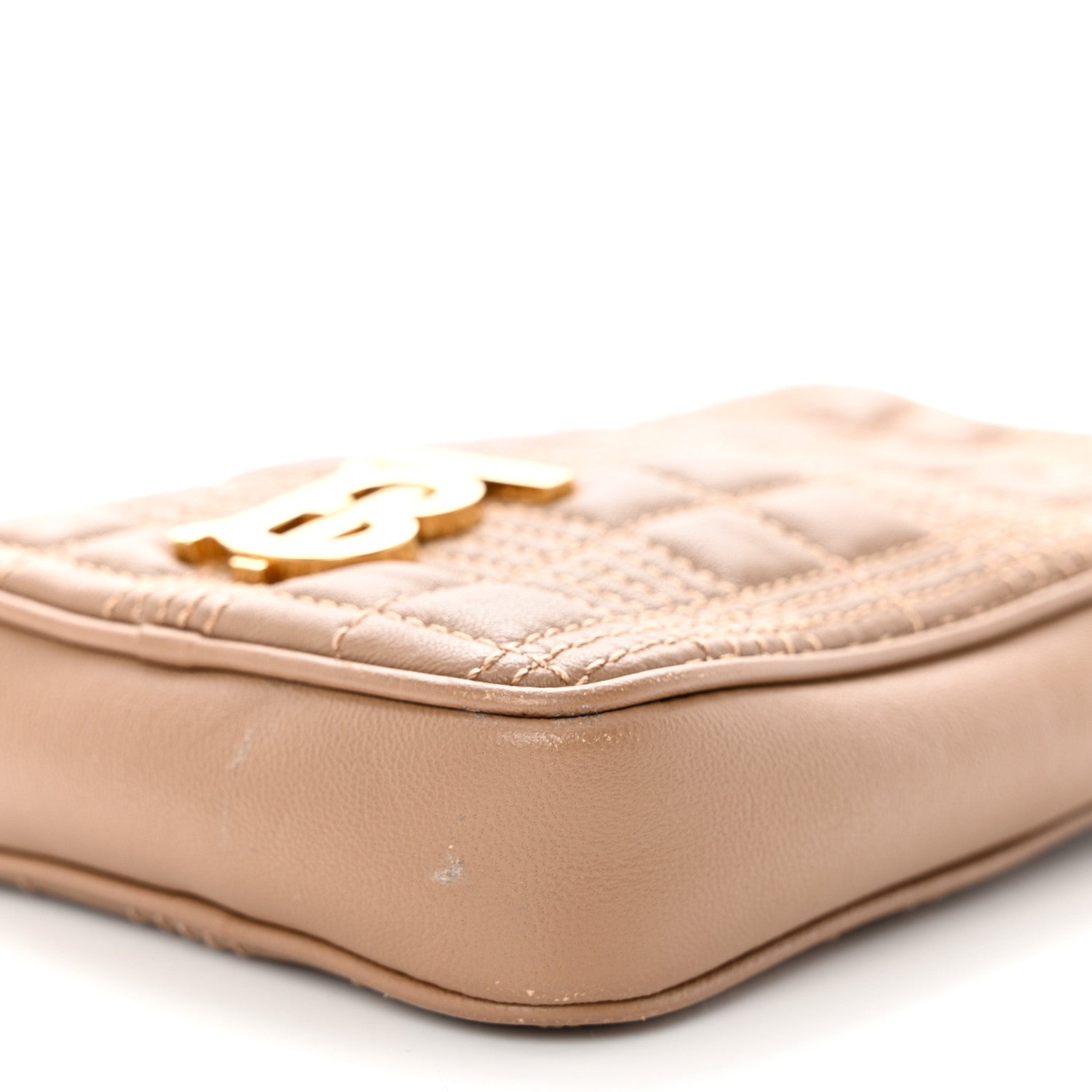 Burberry Lambskin Quilted Mini Lola Vertical Crossbody Bag Camel 9 of 10