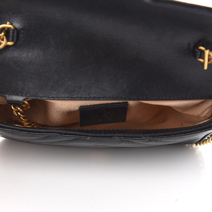 Gucci Calfskin Matelasse Super Mini GG Marmont Shoulder Bag Black 5 of 10