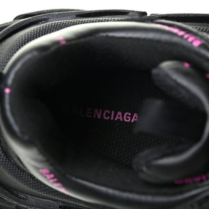 Balenciaga Technical Fabric Allover Logo Womens Triple S Sneakers 37 Black Pink 7 of 8