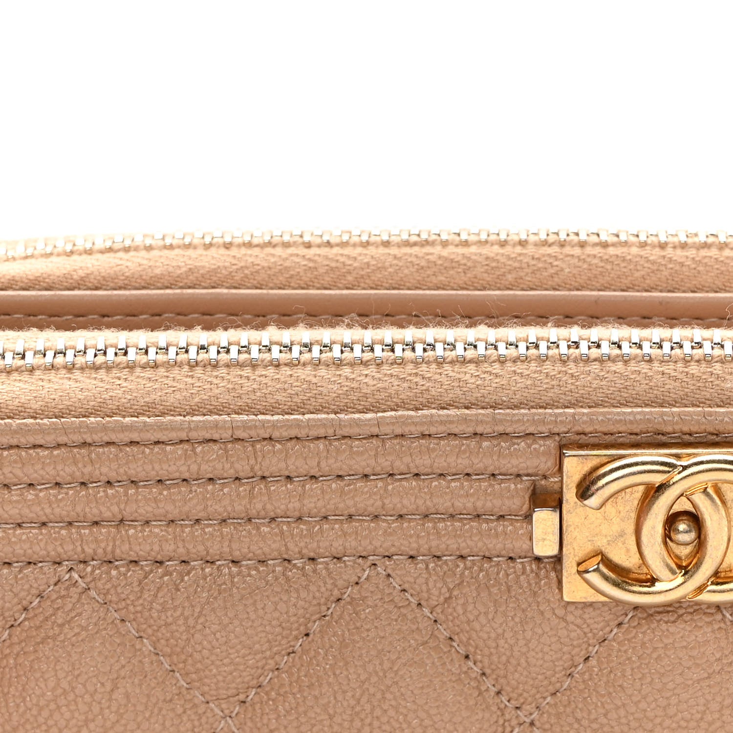 Chanel Caviar Quilted Small Boy Clutch With Chain Beige 14 of 18