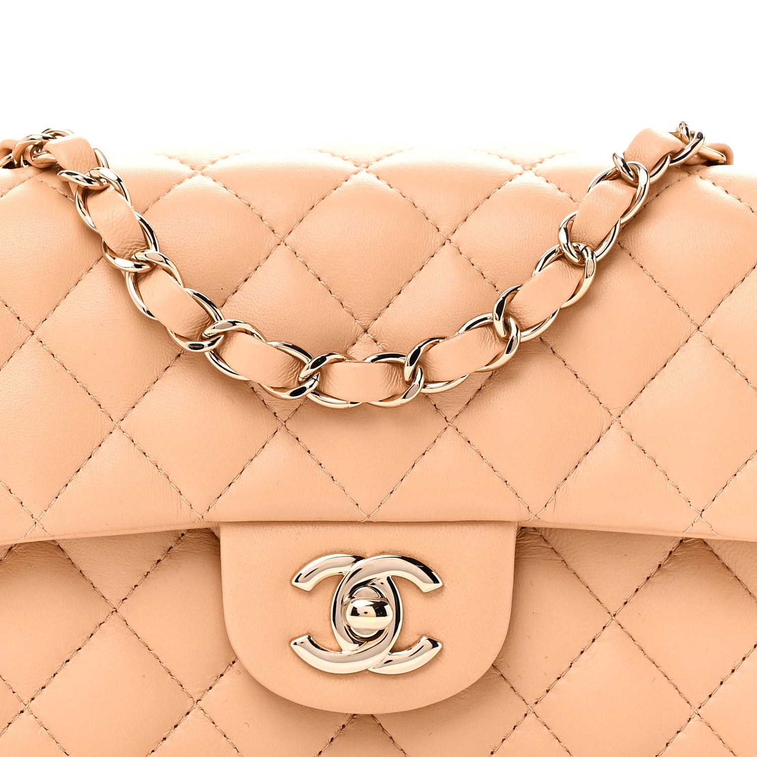 Chanel Lambskin Quilted Mini Rectangular Flap Beige 8 of 11
