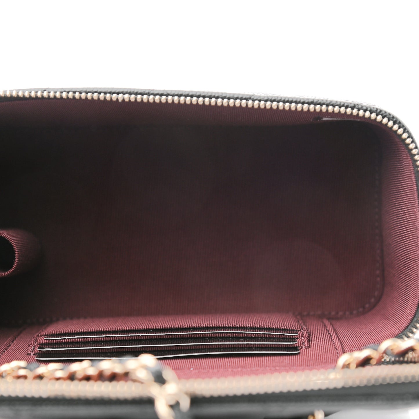 Caviar Quilted Small Vanity Case With Chain Black