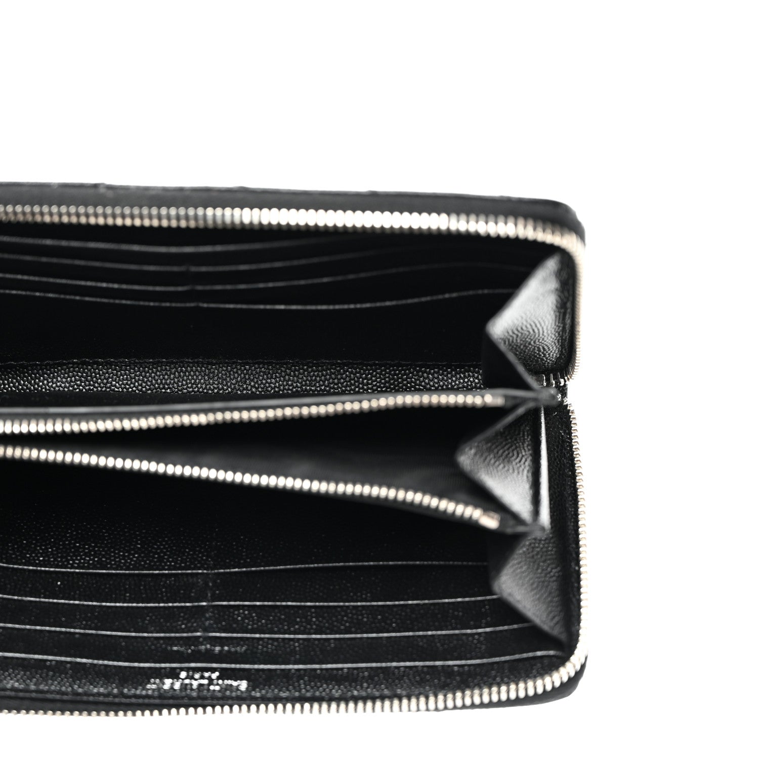 Saint Laurent Grain De Poudre Matelasse Chevron Monogram Zip Around Wallet Black 5 of 8