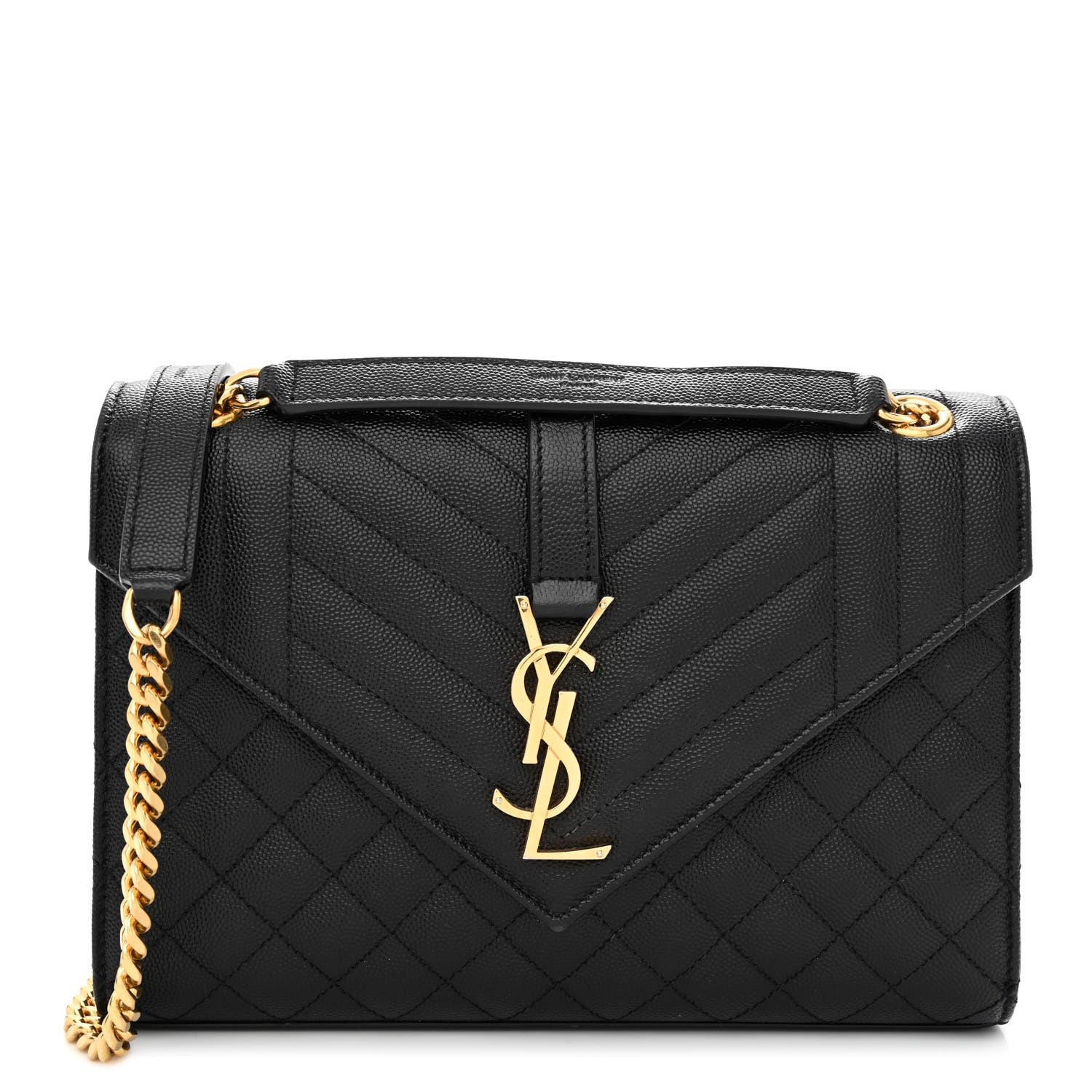 Saint Laurent Grain De Poudre Textured Mixed Matelasse Triquilt Medium Monogram Satchel Black 1 of 11