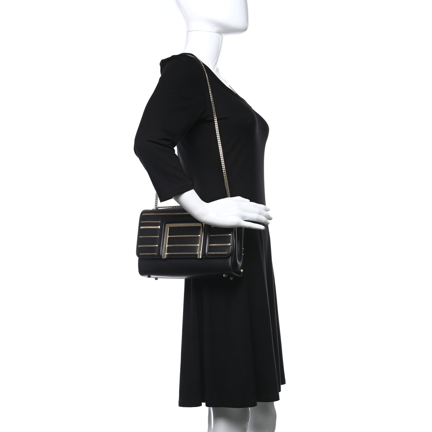 Calfskin Alba Shoulder Bag Black