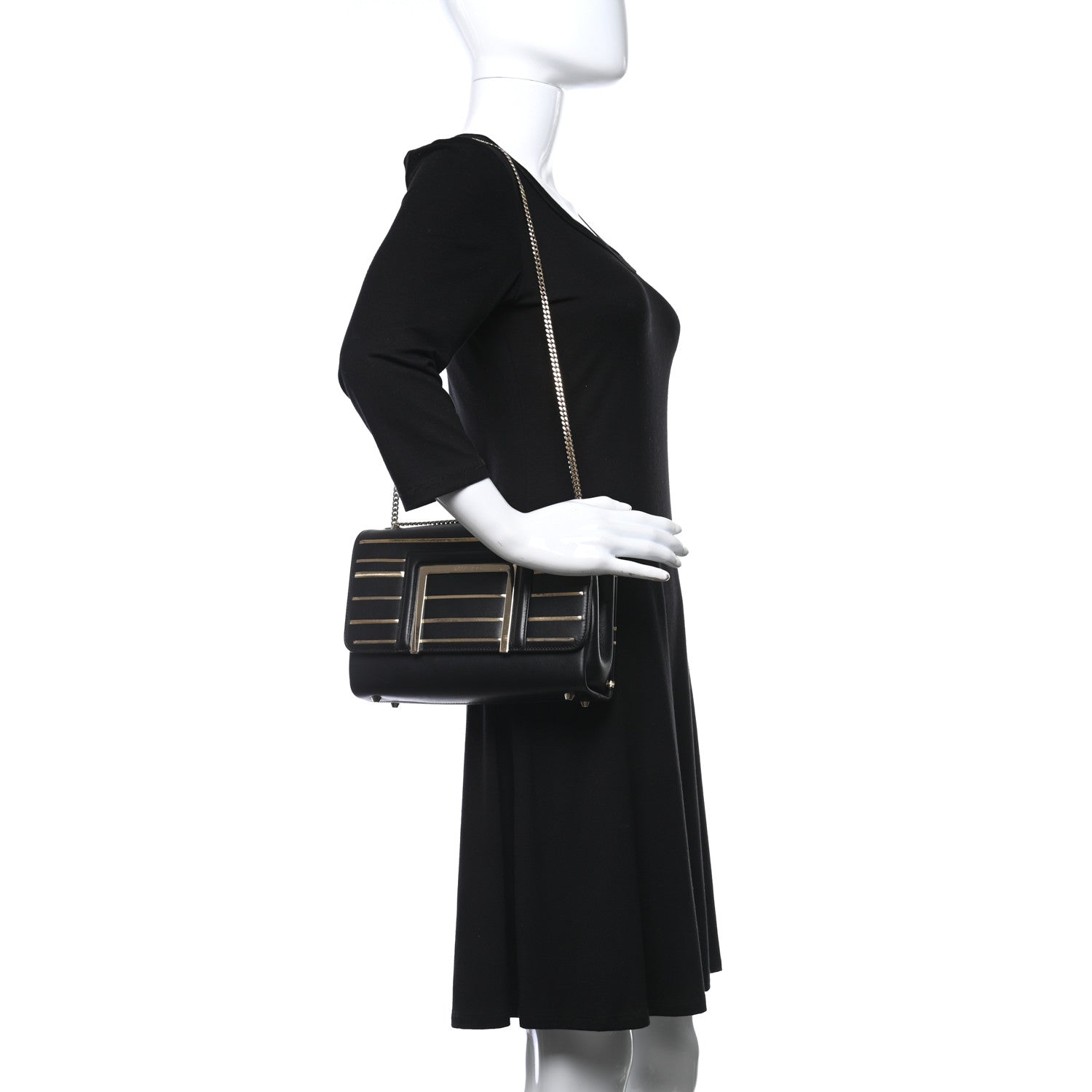 Jimmy Choo Calfskin Alba Shoulder Bag Black 2 of 10