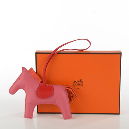 Hermes Milo Lambskin Grigri Rodeo Horse Bag Charm GM Rose Azalee Orange Poppy 4 of 4