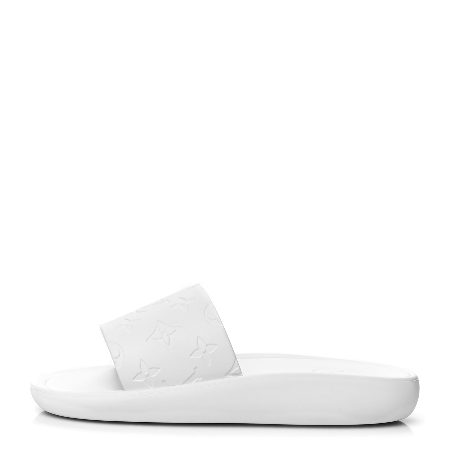 Rubber Monogram Embossed Sunbath Flat Mule 40 White