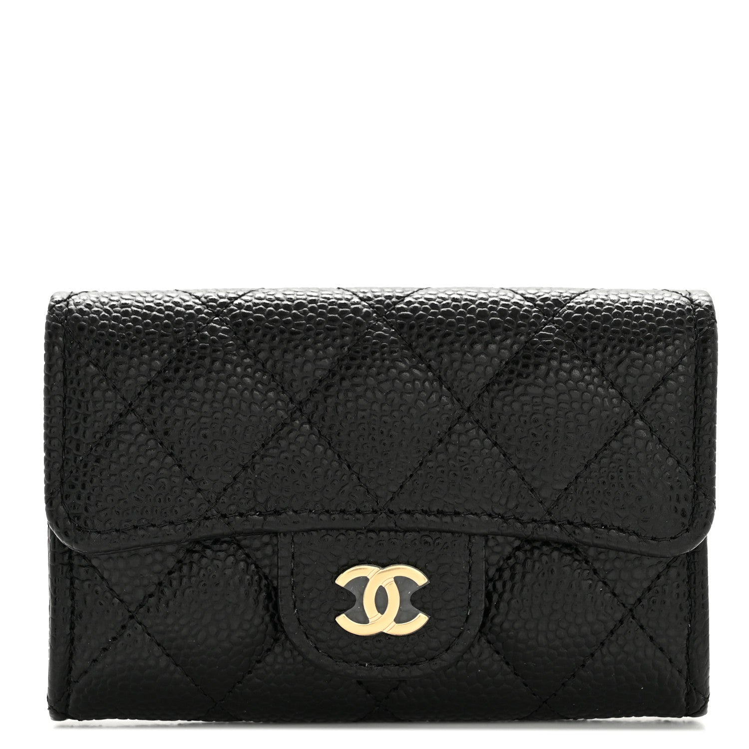 Chanel Caviar Quilted Flap Card Holder Wallet Black 1 of 9