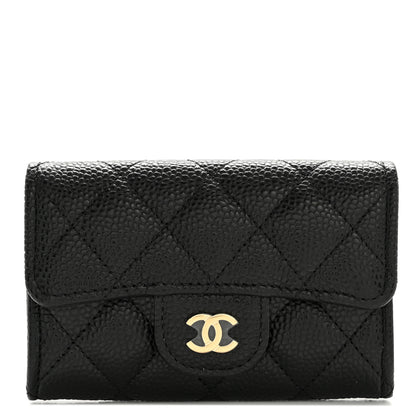 Chanel Caviar Quilted Flap Card Holder Wallet Black 1 of 9
