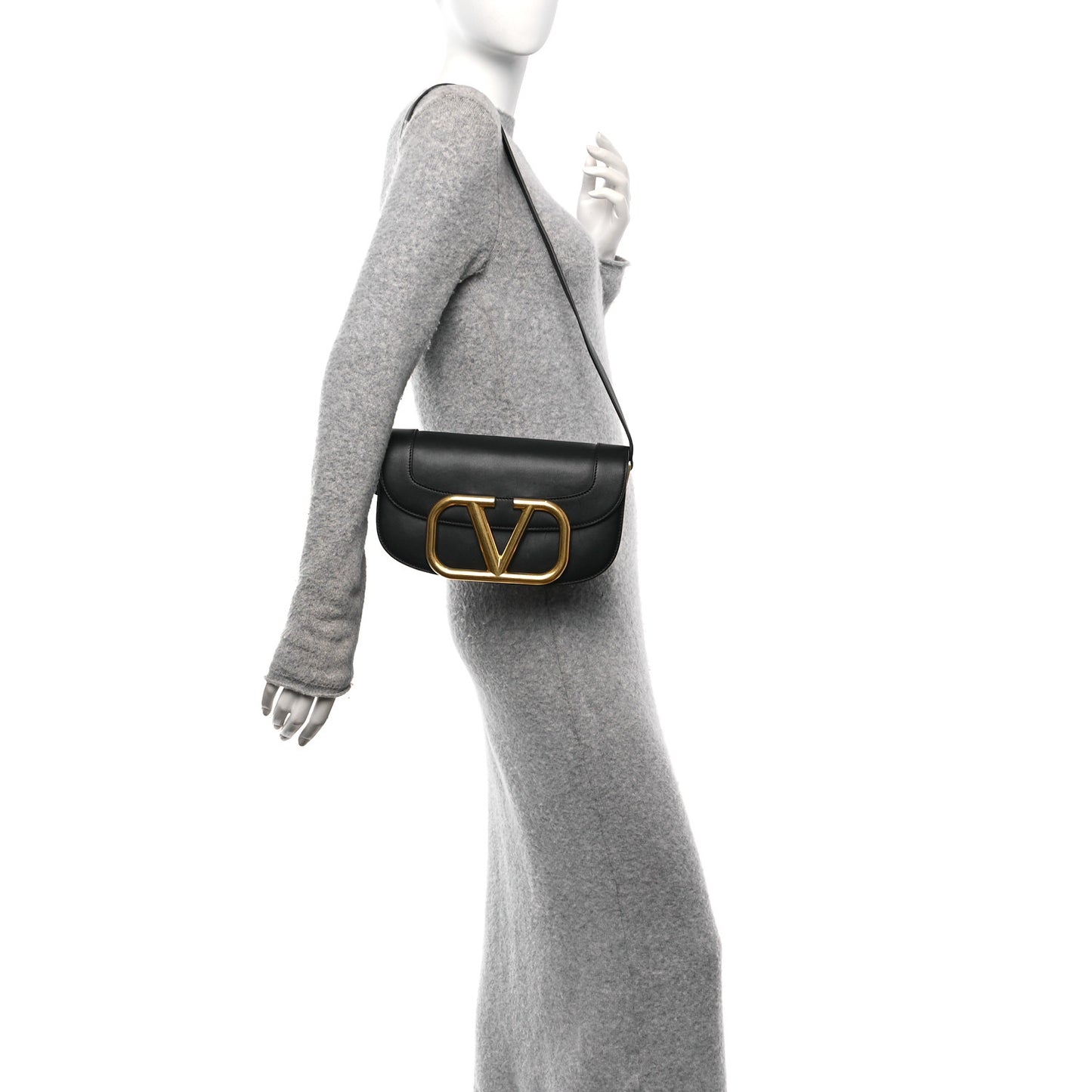 Smooth Calfskin Supervee Shoulder Bag Black