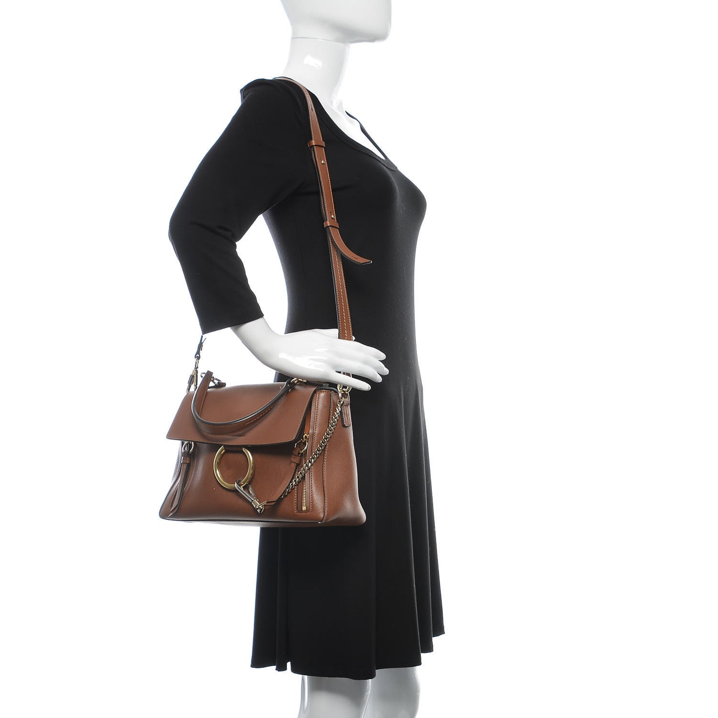 Calfskin Small Faye Day Shoulder Bag Tan