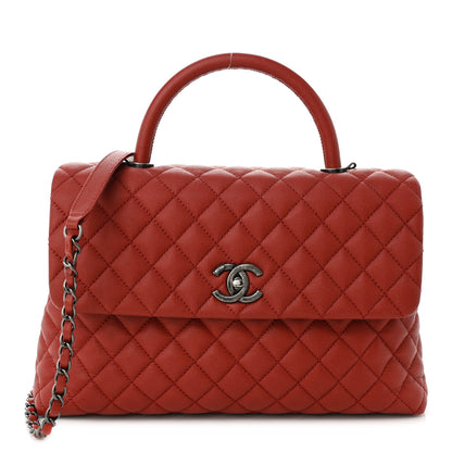 Chanel Caviar Quilted Medium Coco Handle Flap Dark Red 1 of 10